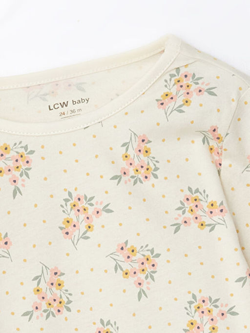 Bisiklet Yaka Uzun Kollu Bask?l? K?z Bebek Pijama Tak?m? - Waikiki фото 3