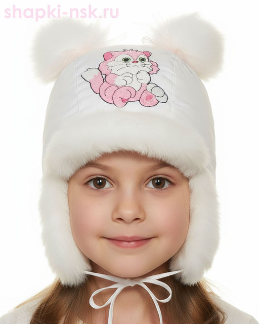 211-З Кошечка Ушанка для девочки (48-50)