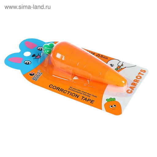 Корректор-лента «Морковка» 5 м × 5 мм, блистер, европодвес, корпус МИКС