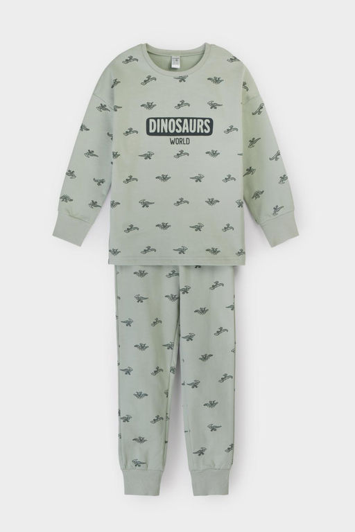К 1581/24/темно-оливковый,маленькие динозавры пижама дет