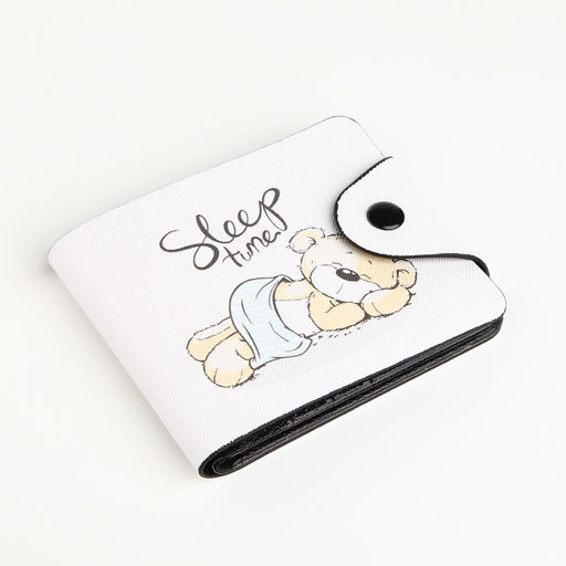 Кошелёк маленький Sleep time, десткий, на кнопке, бежевый