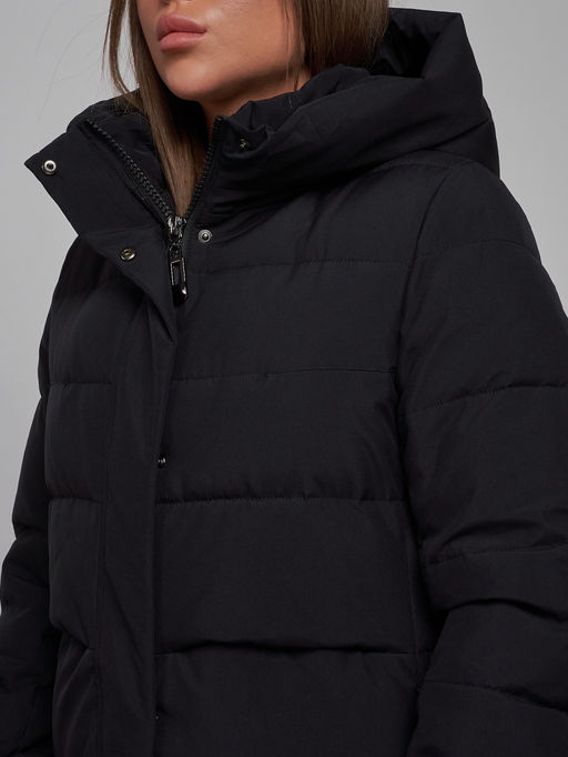 Пальто утепленное молодежное зимнее женское черного цвета 52382Ch - Holdluck фото 16