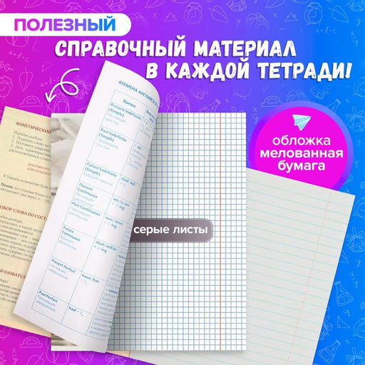 Тетради предметные 48 листов, Calligrata «Чёрное-белое», 10 предметов, серые листы