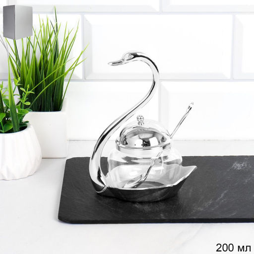 Сахарница Лебедь с ложкой / SWS-990 /уп 60/