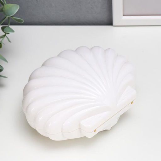 Шкатулка музыкальная механическая «Белая ракушка», пластик, 7.5×15.5×12 см