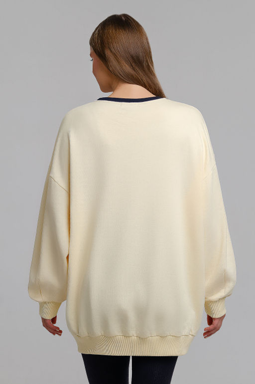 Арт. 15131 Свитшот женский оверсайз удлиненный 42-52 (3 шт) Цвет:молочный - Калинка фото 4