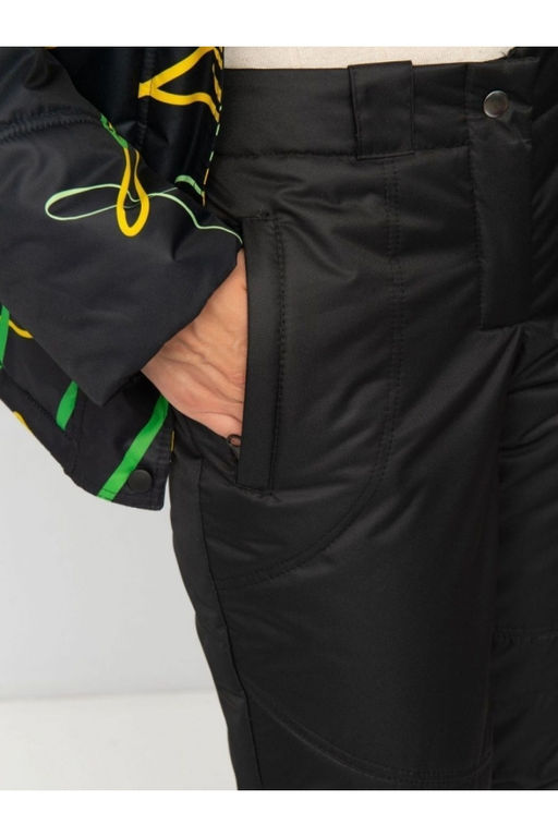 Акция -10%! М-155 Костюм зимний женский Принт черно/зеленый 56-60