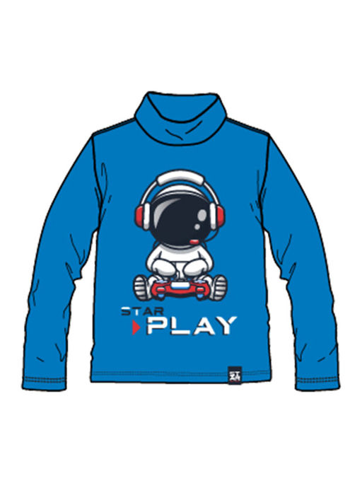Водолазка для мальчика PlayToday Star Play из хлопка с эластаном голубой  фото 9
