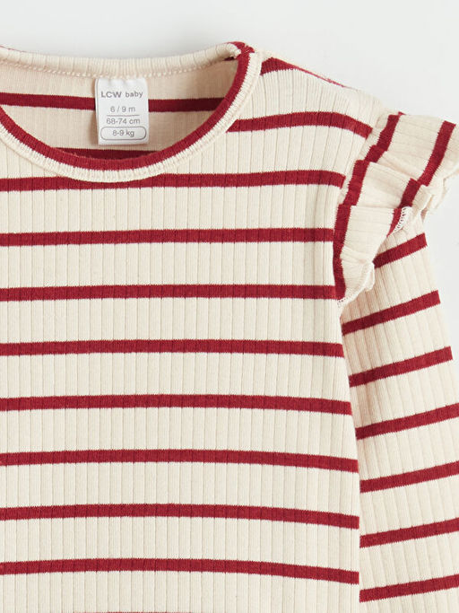 Bisiklet Yaka F?rf?rl? ?izgili K?z Bebek Ti??rt 2li