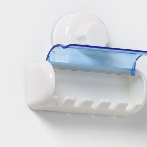 Держатель для зубных щёток на вакуумной присоске Доляна «Белая коллекция», 12×4.5×10.5 см