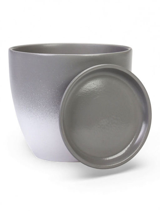 Горшок цветочный с поддоном 2,5 л, d18/h16 см серый керамика, "Туман" (М)