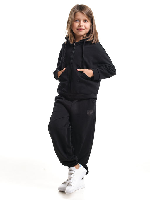 Спортивный костюм для девочки на молнии 22-8049 черный - Mini maxi фото 3