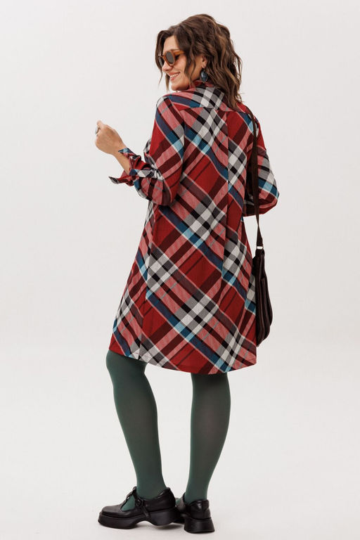 Платье ANELLI 1769 Бордовая шотландка