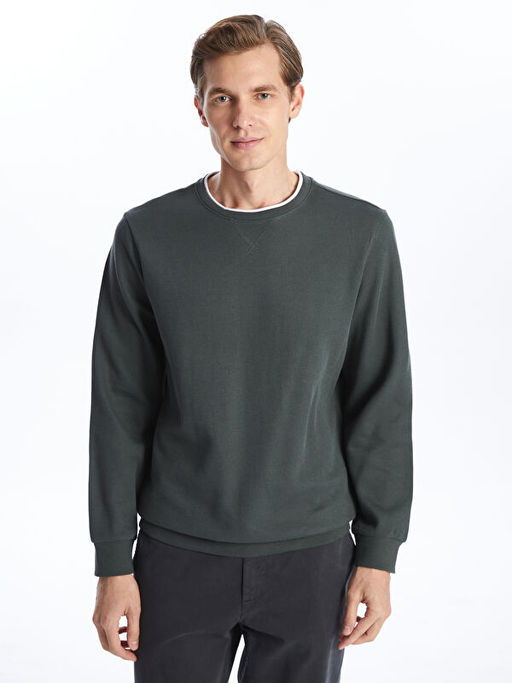 Bisiklet Yaka Uzun Kollu Erkek Sweatshirt