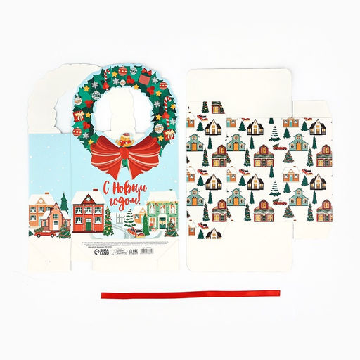 Коробка подарочная новогодняя складная С Новым годом 18?30?7 см