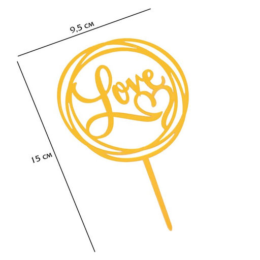 Цена за 5 шт. Топпер для торта Love, золото - Дарим Красиво фото 10