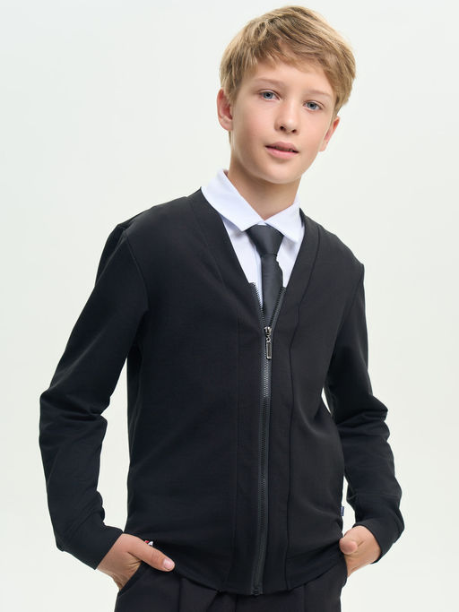 Кардиган черный футер 2-х нитка с лайкрой