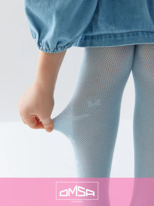 OMSA kids Collant 12A01-3 с ажур рис (бабочки) - Blu Сhiaro  фото 7