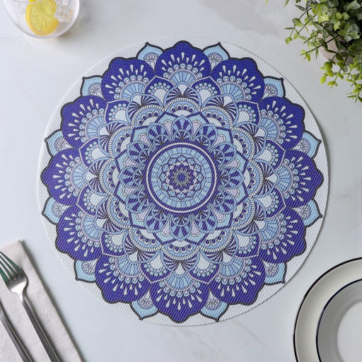 Набор салфеток сервировочных Доляна Силия, d=38 см, 4 шт, цвет синий  фото 15