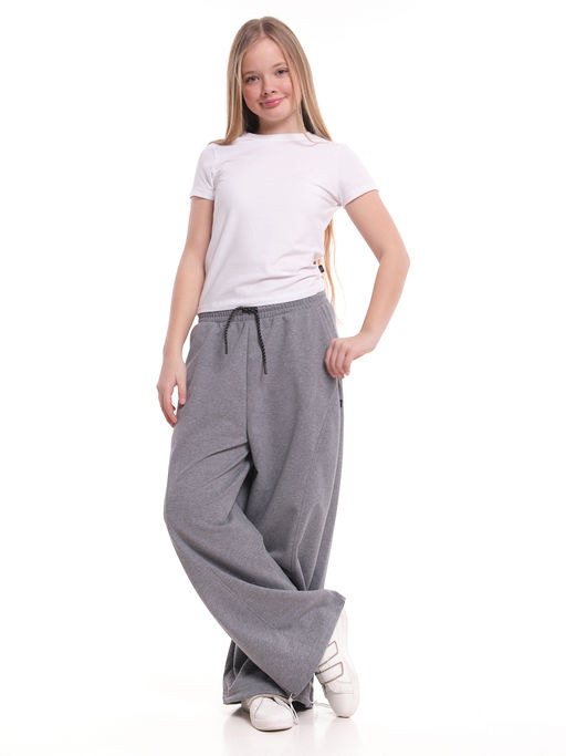 Брюки для девочки с утяжкой внизу 22-7708 темно-серый меланж - Mini maxi фото 3