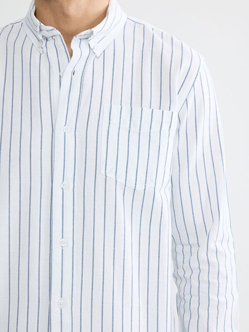 Regular Fit ?izgili Oxford Erkek G?mlek