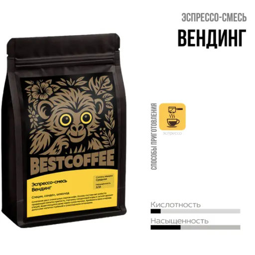 Смесь Эспрессо Вендинг 20% арабика, 80% робуста) упаковка 250 г