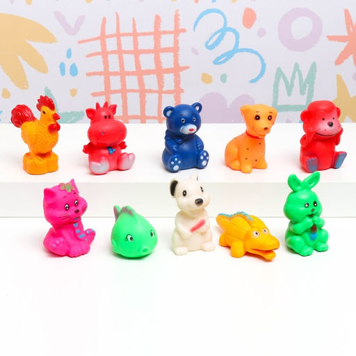 Игрушка-пищалка для купания в ванне Животные, 10 шт., резиновые, 10 см