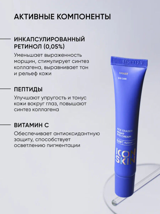 Крем вокруг глаз антивозрастной омолаживающий с ретинолом - Icon skin фото 7