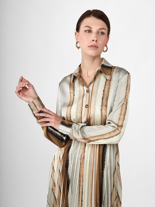 Платье из принтованной атласной ткани - Tantino фото 5