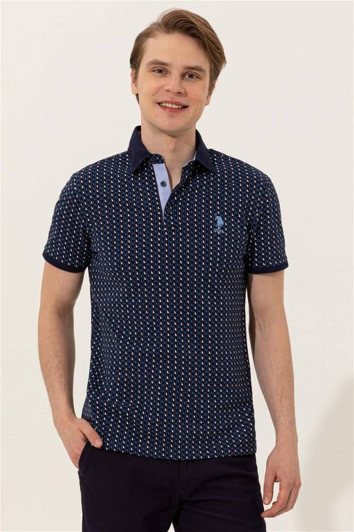 U. S. Polo Assn Мужская темно-синяя футболка с воротником-поло - U.s. polo assn фото 7