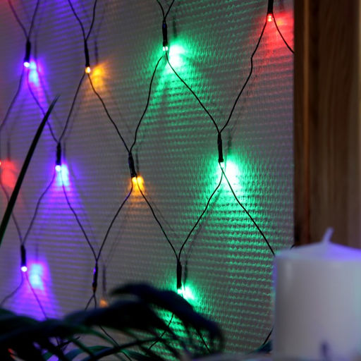 Гирлянда Сеть 2?2 м, IP20, тёмная нить, 224 LED, 8 режимов, 220 В, свечение мульти - Luazon lighting фото 4