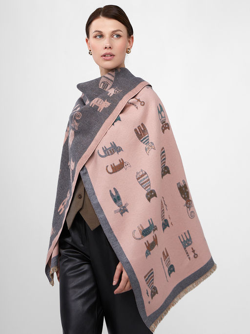 в составе ШЕРСТЬ и КАШЕМИР Большой, мягкий, теплый однотонный двусторонний палантин. - Tantino фото 6