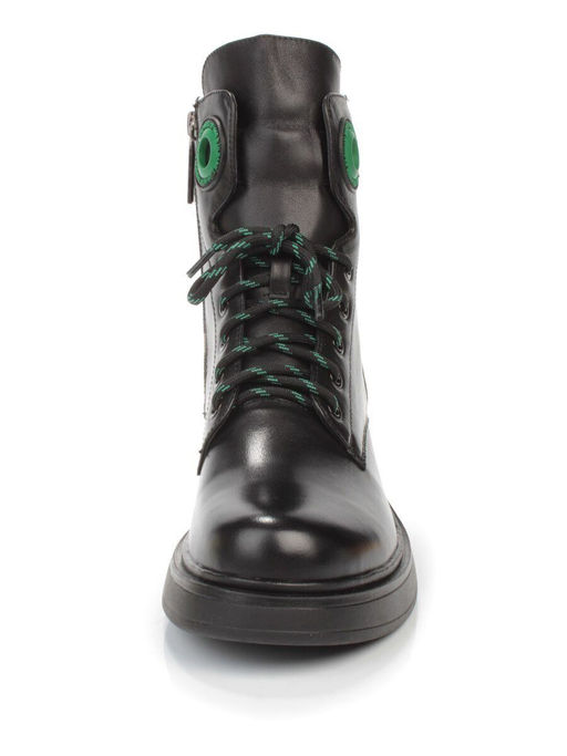 01-P514-4 BLACK/GREEN Ботинки демисезонные женские (натуральная кожа, байка) - Фабричный китай фото 8