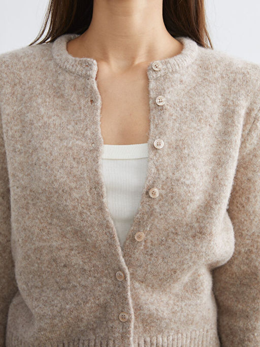 Bisiklet Yaka Y?n Kar???ml? Kad?n Triko H?rka