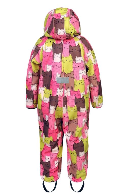Софтшелл комбинезон детский Glen (весна-осень), 04 Розовый (принт коты)