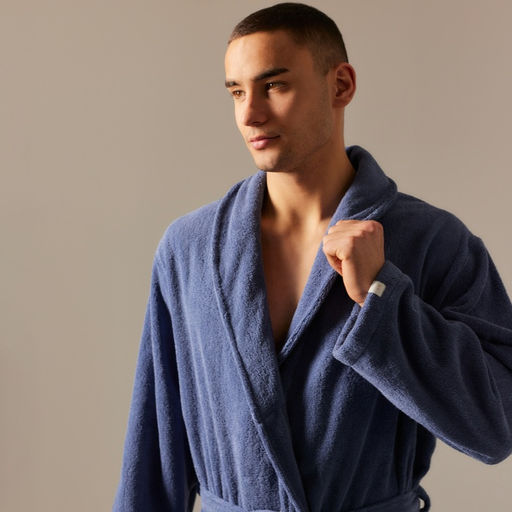 Халат махровый мужской SL HOME: Basic «Ривьера», размер M, хлопок 100%, синий