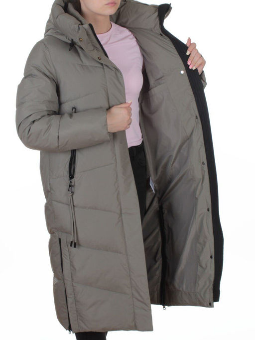 A73 GRAY/GREEN Пальто зимнее женское (200 гр. холлофайбер)