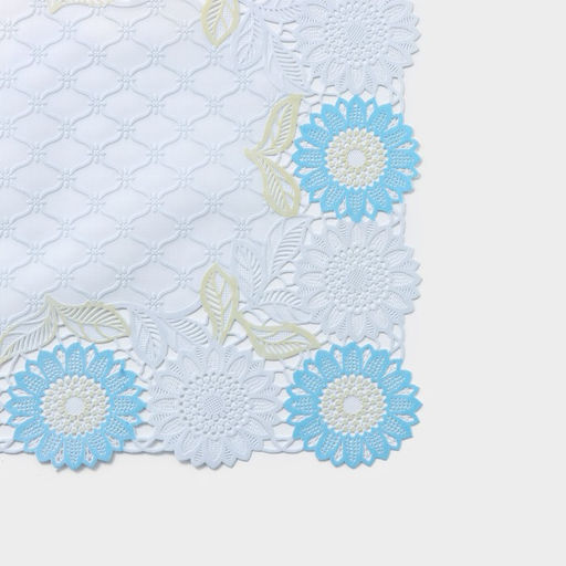 Цена за 12 шт. Салфетка ажурная для стола «Подсолнухи», 45×30 см, жёлто-голубая