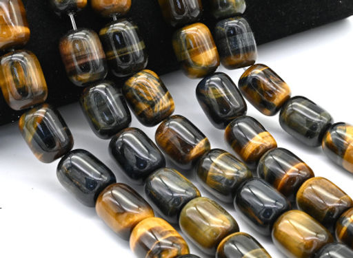 Бусины из соколиного глаза бочонок 15*19мм, 39см, 20 бусин - Радуга камня фото 2