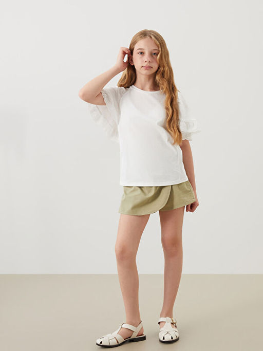 Bisiklet Yaka Fisto Detayl? K?z ?ocuk Ti??rt