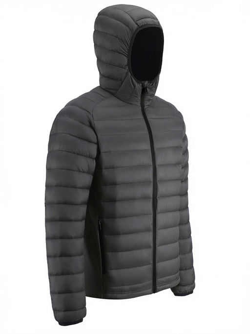 Куртка мужская гибридная стёганая с капюшоном с графеновой подкладкой черного цвета 9621_1Ch