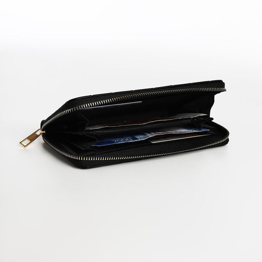 Кошелёк на молнии, большой, четыре отделения, чёрный