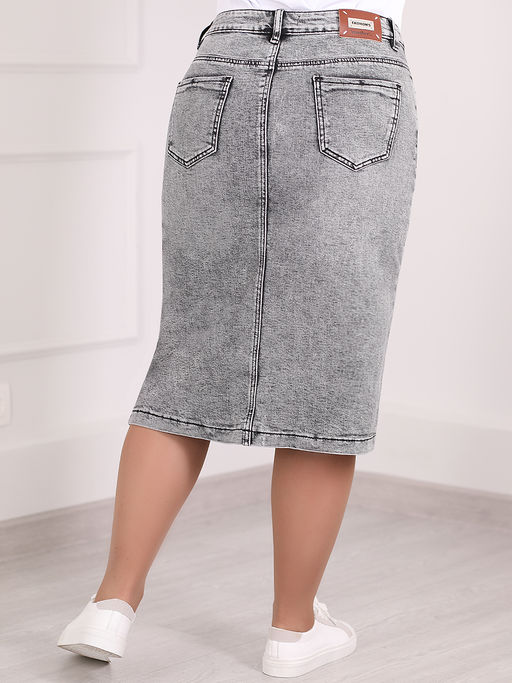 Юбка джинсовая серая на пуговицах спереди - Almond фото 7