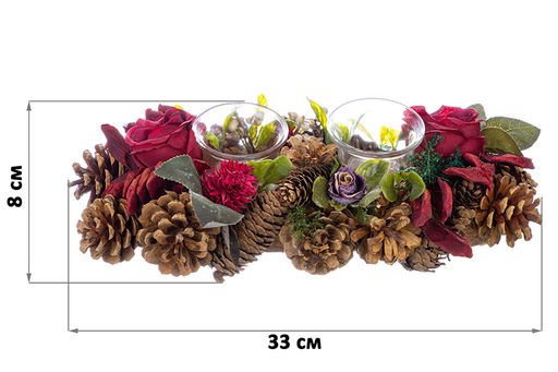 Новогоднее украшение подсвечник 33*15*8 см Санта на 2 свечи, прямоугольный - Elan gallery фото 2