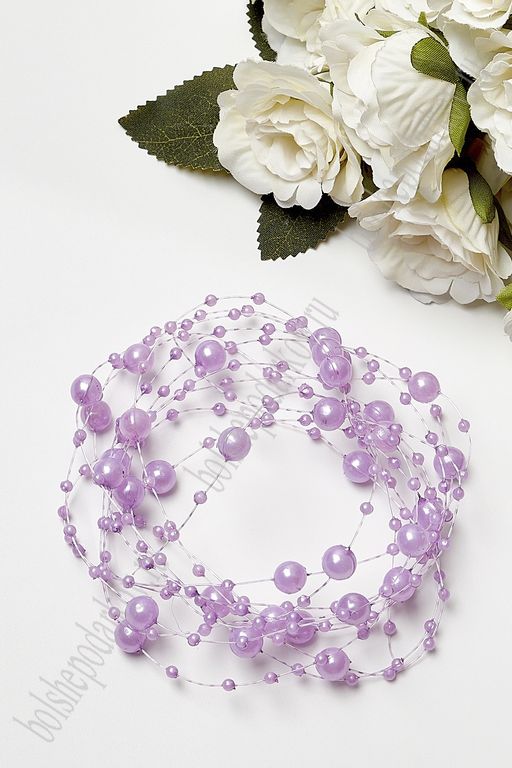 Бусинки на леске 1,3 м*10 шт (SF-3159) сиреневый