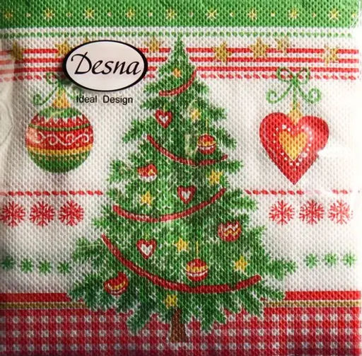 Цена за 10 шт. Салфетки бумажные 24*24 Design Новогодняя ель, 1 слой, 40л