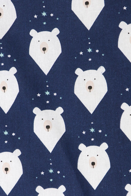 КПБ с простыней на резинке арт. КПБ-ПР/белый-мишка-синий