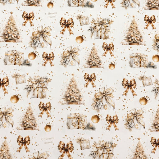 Цена за 10 шт. Бумага упаковочная новогодняя "Снежная ёлка", глянец, 80 г/м2 , 50 х 70 см.