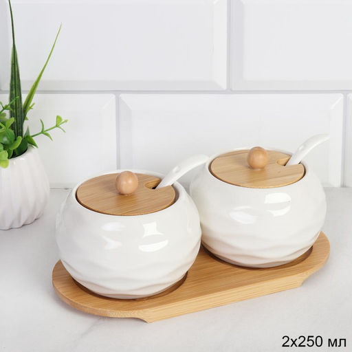 Набор для специй 2 предмета с ложкой 250 мл / CF112-1 /уп 36/ на подставке - Галеонтрейд фото 5