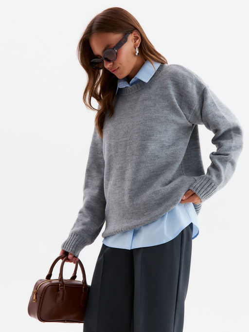 Джемпер женский MINAKU: Knitwear collection, светло-серый, размер 46-48  фото 5